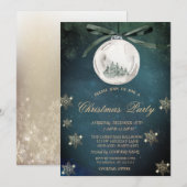 Invitation Balle de Noël, Pine Tree Snowflakes Société Fête (Devant / Derrière)