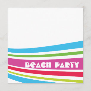 Invitation Balle de plage rayée eau salée océan fête de plage