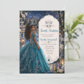 Invitation Balle de princesse Sweet 16 bleu sarcelle (Debout devant)