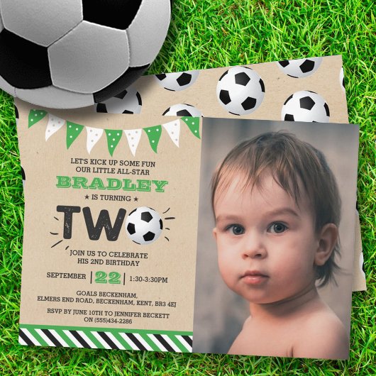 Invitation Balle de soccer étoile 2e anniversaire Photo