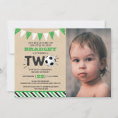 Invitation Balle de soccer étoile 2e anniversaire Photo (Devant)
