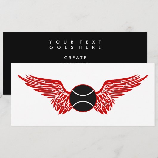 Invitation balle de tennis ailée (Devant / Derrière)