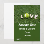 Invitation Balle de tennis avec le mot de lettre d'amour sur  (Devant / Derrière)