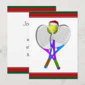 Invitation Balle de Tennis de Noël et raquettes (Devant / Derrière)