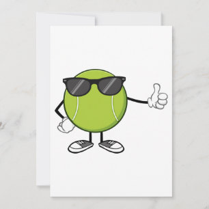 Invitation Balle de tennis souriante avec des lunettes de sol