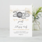 Invitation Balle disco pour la soirée du Nouvel An 2025 en or (Debout devant)
