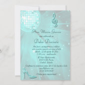 Invitation Balle disco sarcelle espagnole et talons à paillet (Dos)