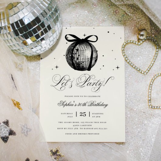 Invitation Balle Disco Tirée À La Main De Whimsical À Tout Âg