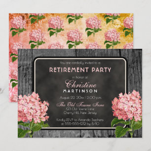 Invitation Balle en bois rustique Parti de retraite florale V