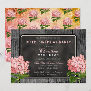 Invitation Balle en bois rustique Vintage Floral fête d'anniv