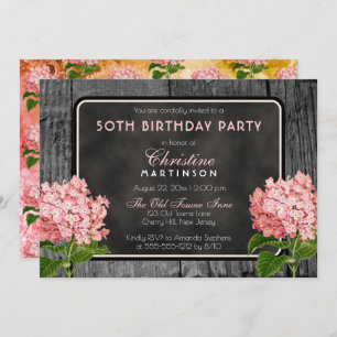Invitation Balle en bois rustique Vintage Floral fête d'anniv