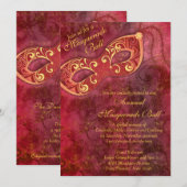 Invitation Balle mascarade de Mardi Gras Gold de Bourgogne (Devant / Derrière)