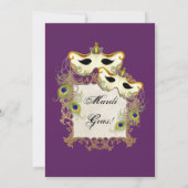 Invitation Balle Mascarade de Peacock - Mardi Gras Party (Dos)