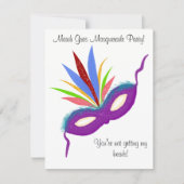 Invitation Balle Mascarade Mardi Gras violet (Devant)