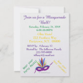 Invitation Balle Mascarade Mardi Gras violet (Dos)