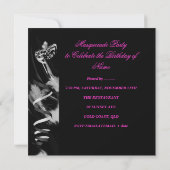 Invitation Balle Masquerade d'anniversaire Noir Argent rose (Dos)