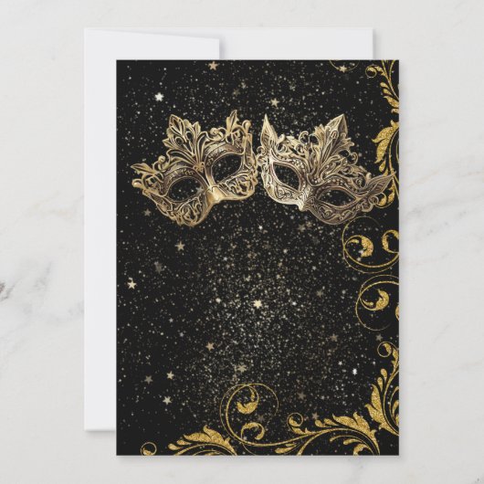 Invitation Balle Masquerade de Noël Or (Dos)