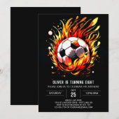 Invitation Balle moderne Aquarelle Football Anniversaire (Devant / Derrière)