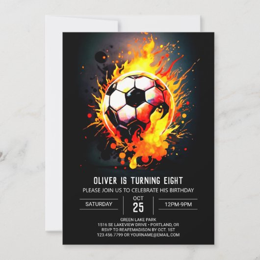 Invitation Balle moderne Printable Football Anniversaire (Devant)