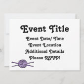 Invitation Balle violette de fils et d'aiguilles de Tricot (Dos)