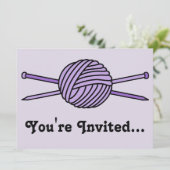 Invitation Balle violette de fils et d'aiguilles de Tricot (Debout devant)