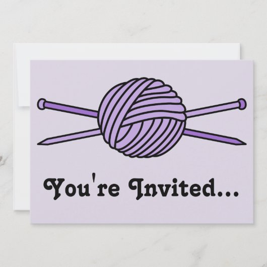 Invitation Balle violette de fils et d'aiguilles de Tricot (Devant)