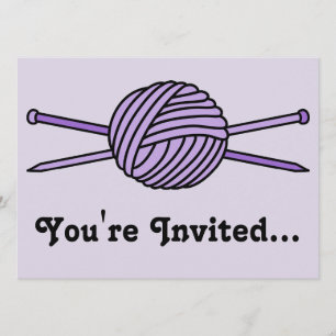 Invitation Balle violette de fils et d'aiguilles de Tricot