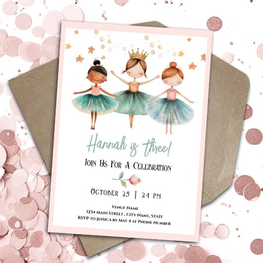 Invitation Ballerina 3e fille anniversaire