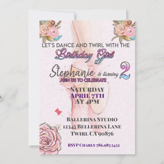 Invitation Ballerina à l'invitation de 2 ans (Devant)