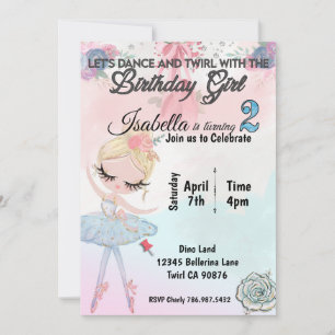 Invitation Ballerina à l'invitation de deux ans
