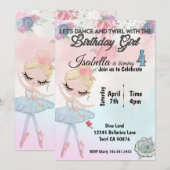 Invitation Ballerina à l'invitation de quatre ans (Devant / Derrière)