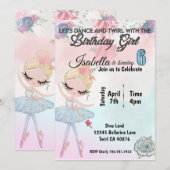 Invitation Ballerina à l'invitation de six ans (Devant / Derrière)