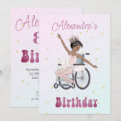 Invitation Ballerina Afro-Américaines Handicapées Rose (Devant / Derrière)