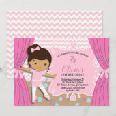 Invitation Ballerina Anniversaire des chaussures de ballet Pi (Devant / Derrière)