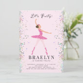 Invitation Ballerina Anniversaire Fête Parties scintillant ro (Debout devant)