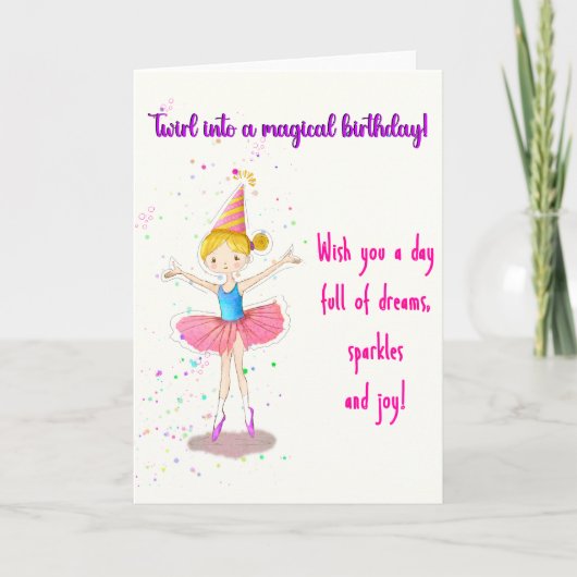 Invitation Ballerina anniversaire pour une fille spéciale (Devant)