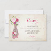 Invitation Ballerina Anniversaire rose (Devant)
