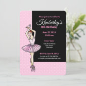 Invitation Ballerina avec robe rose et chaussures de pointe (Debout devant)