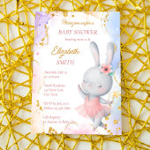 Invitation Ballerina baby shower mignon lapin dansant