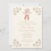 Invitation Ballerina Ballet Chaussures Fille Anniversaire Inv (Devant)