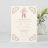 Invitation Ballerina Ballet Chaussures Fille Anniversaire Inv (Debout devant)