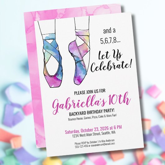 Invitation Ballerina Ballet fête d'anniversaire