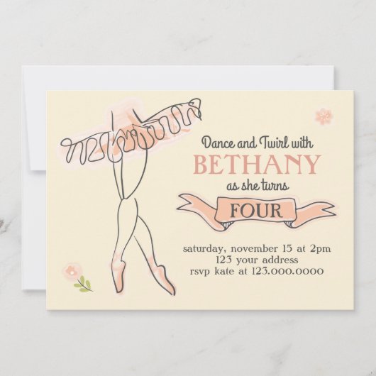 Invitation Ballerina/Ballet Party (Devant)