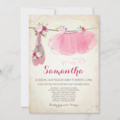 Invitation Ballerina Baptême et chaussures de ballet Tutu ann (Devant)