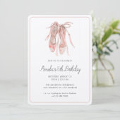 Invitation Ballerina Blush Pink Dance Girl 5e anniversaire (Debout devant)