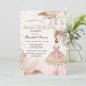 Invitation Ballerina Boho Fleurs Rose Gold Sweet 16 (Debout devant)