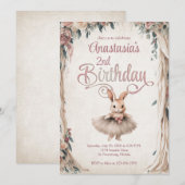 Invitation Ballerina Bunny Girl Anniversaire (Devant / Derrière)