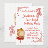 Invitation Ballerina Cat Anniversaire de enfant Party (Devant / Derrière)