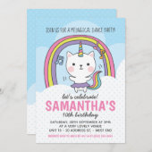 Invitation Ballerina Caticorn Cat Unicorn Party (Devant / Derrière)