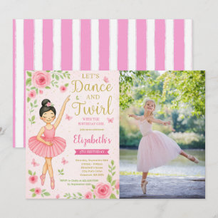 Invitation Ballerina Dance et Twirl Photo Anniversaire
